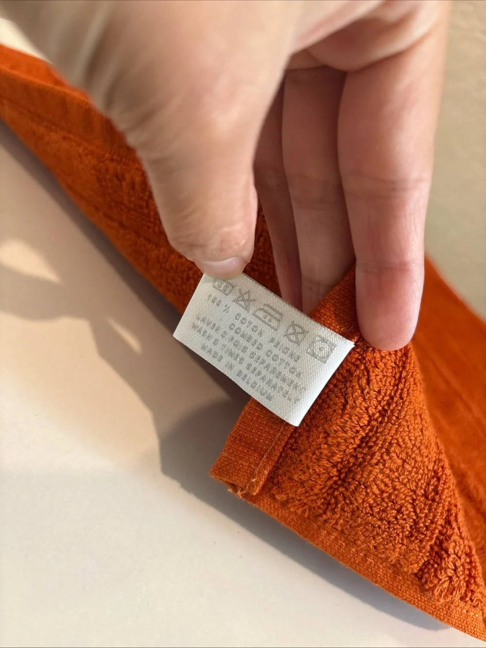 Hermes Hand Towel 12x12 Inches Orange made in Belgium